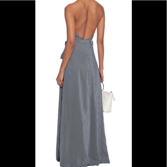 Navy Blue Maxi Wrap Halter Dress - Picture 3 of 4